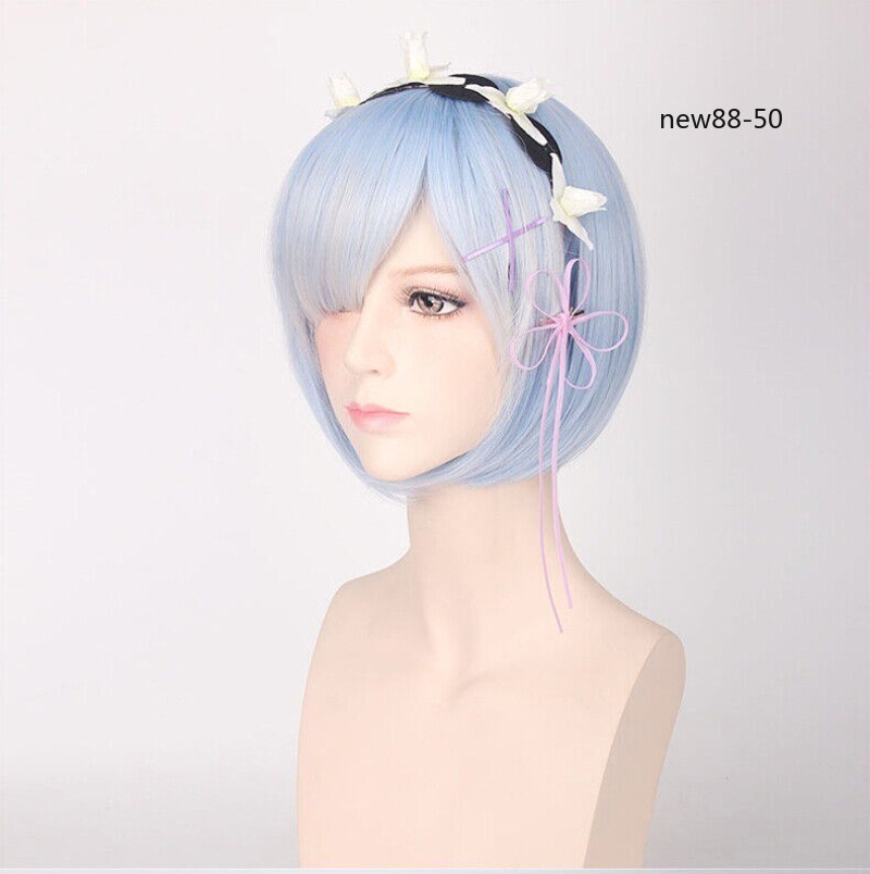 Anime Re:Life in a different world from zero Rem Cosplay Wig Peri Wign Hairpiece