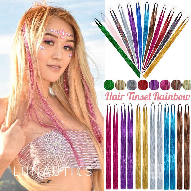 Hair Tinsel Kit Strands Twinkle 47 Inch 12 Colors 2400 Strands Fairy Hair Pink