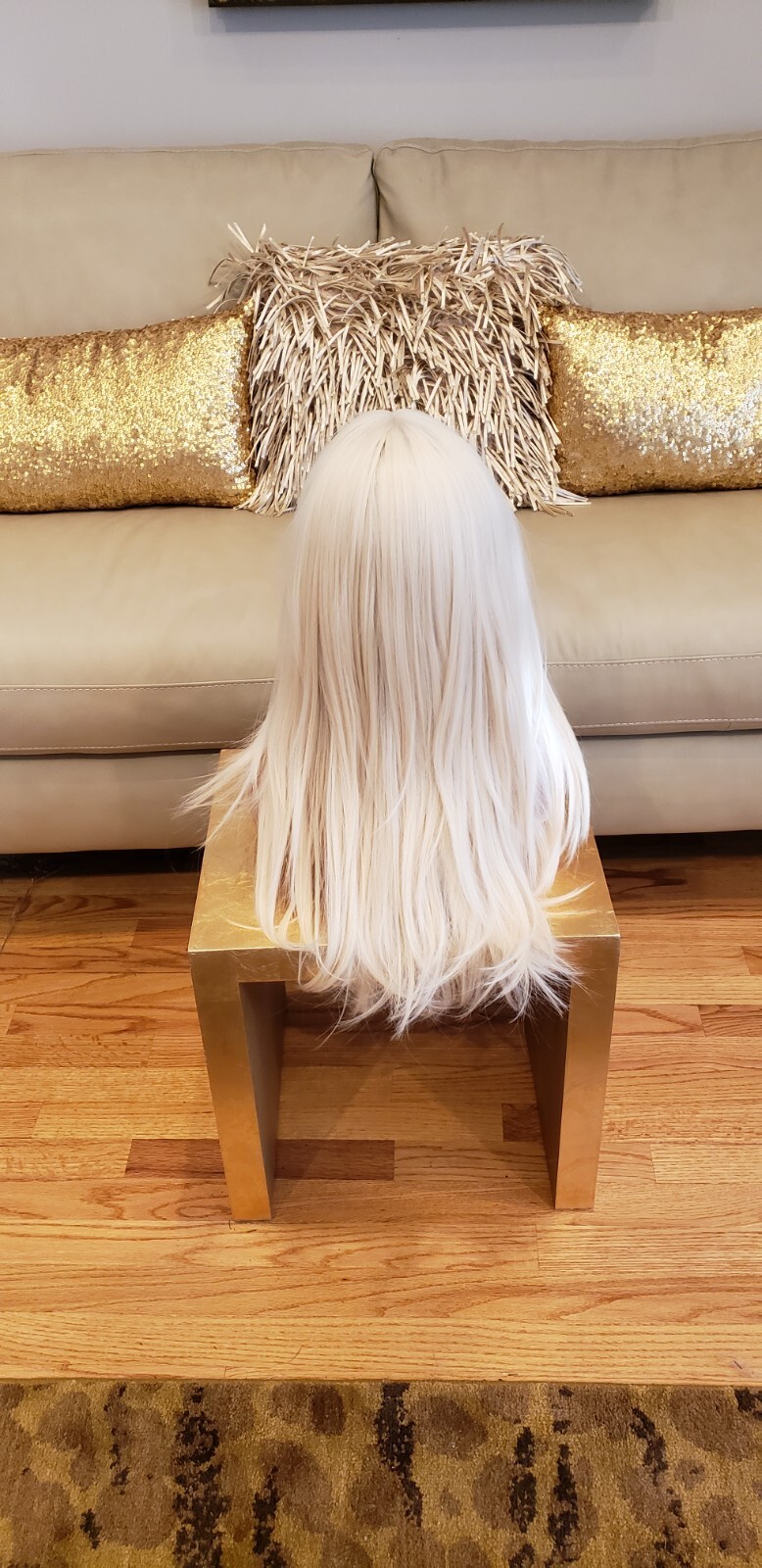 Platinum BLONDE Human HAIR Blend Multicolor Wavy Curly bangs layers