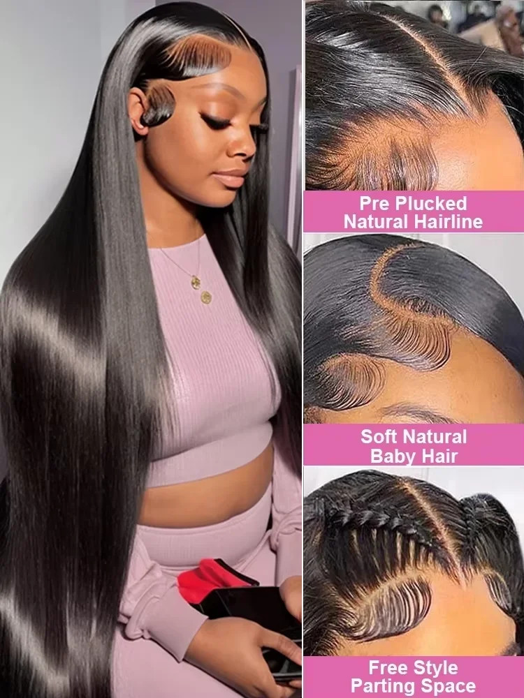 40 Inch 200 Density Frontal Wig For Black Women Brazilian Wigs Human Hair 5×5 Bo