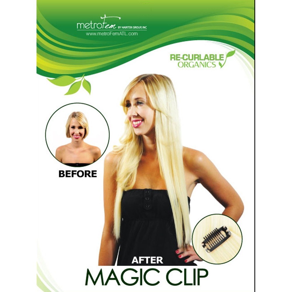 Recurlable Human Hair Mix Blend CLIP ON IN Extensions 10 pc – Yaki Straight 18″