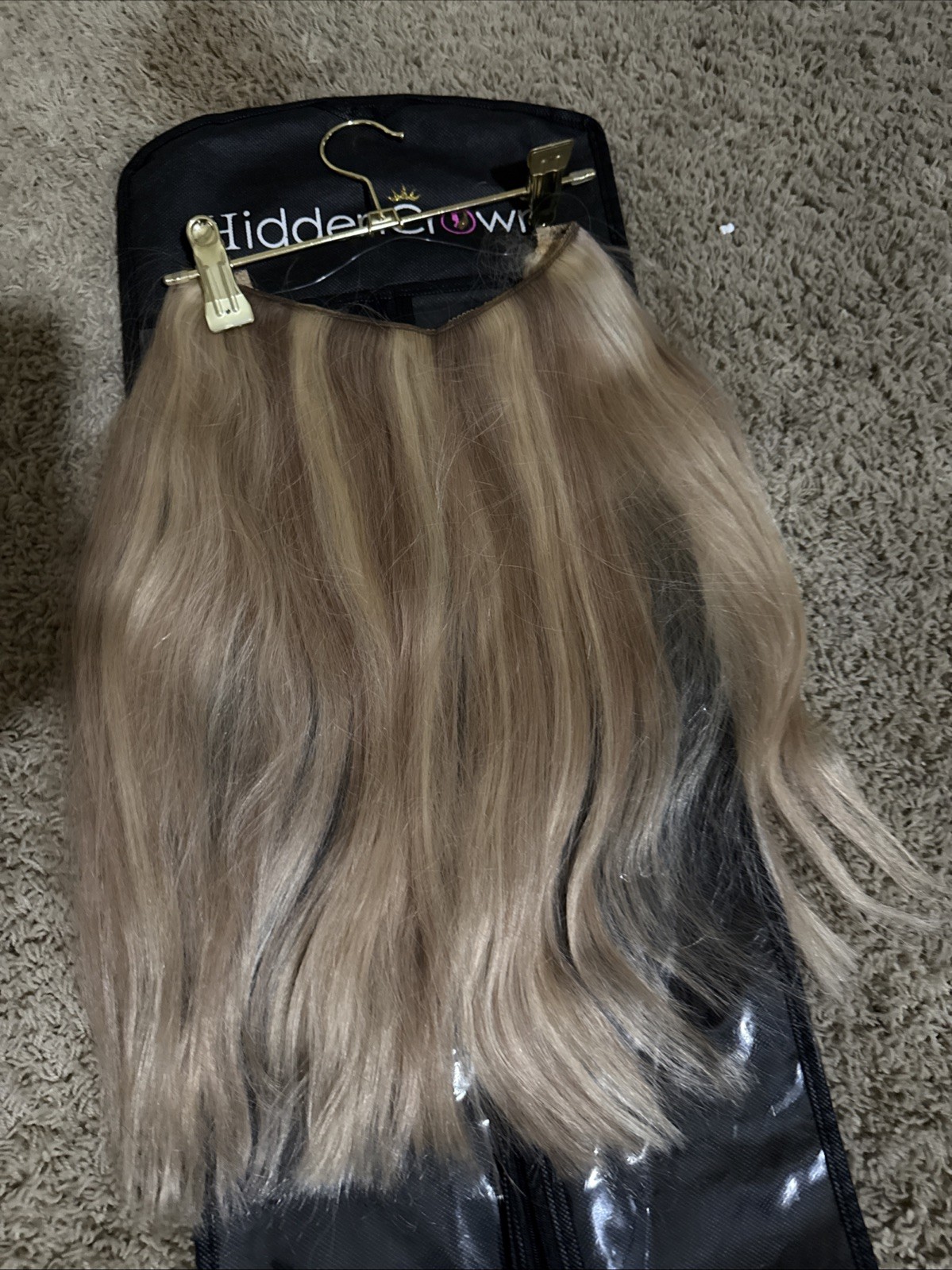 Hidden Crown Halo Daydream Remy Human Hair Extensions HonBlonde Highlight 15”