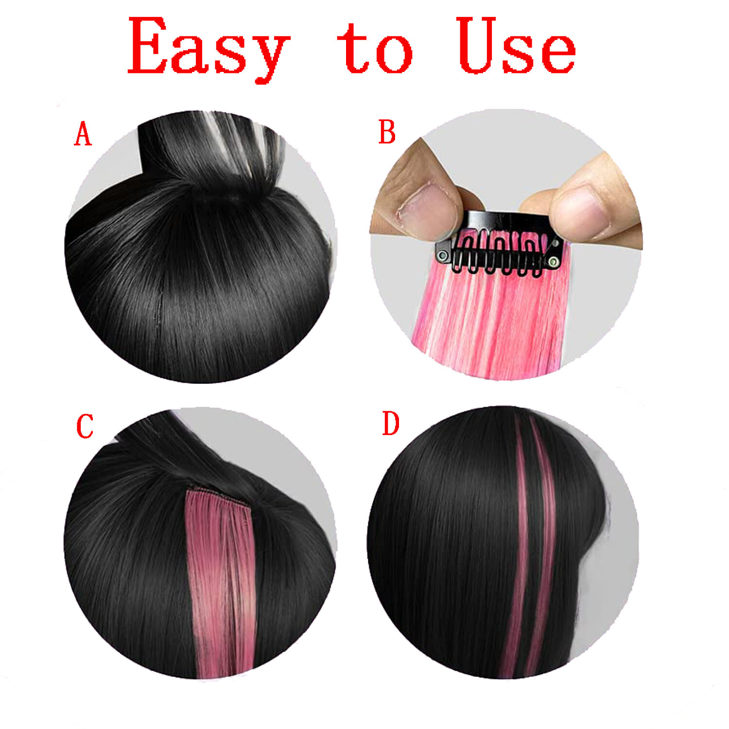 5 / 10 PCS Synthetic Color Hair Piece Extension Clip In Highlight Rainbow Streak