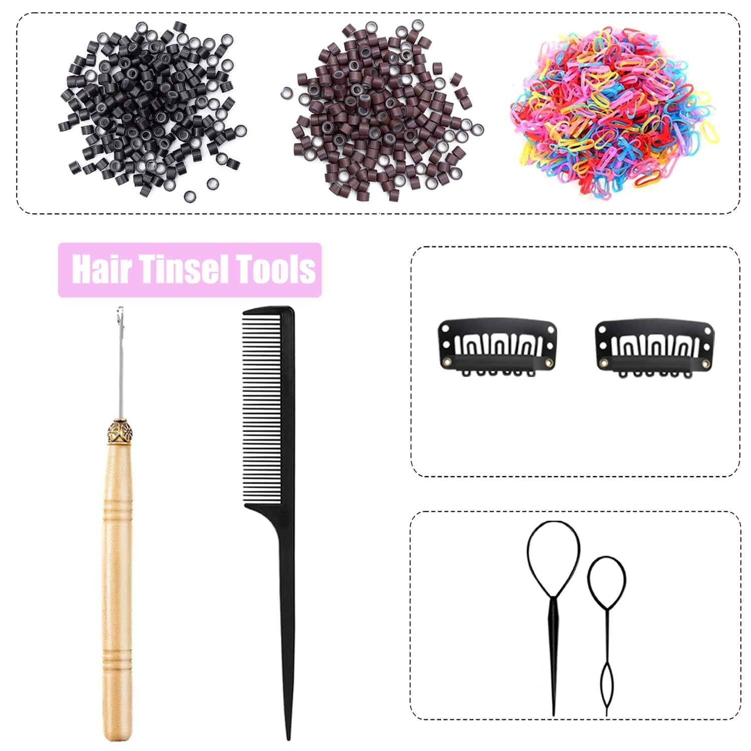 Hair Tinsel, 6000 Strands 48 Inch Hair Tinsel Kit with Tools Glitter Tinsel H…