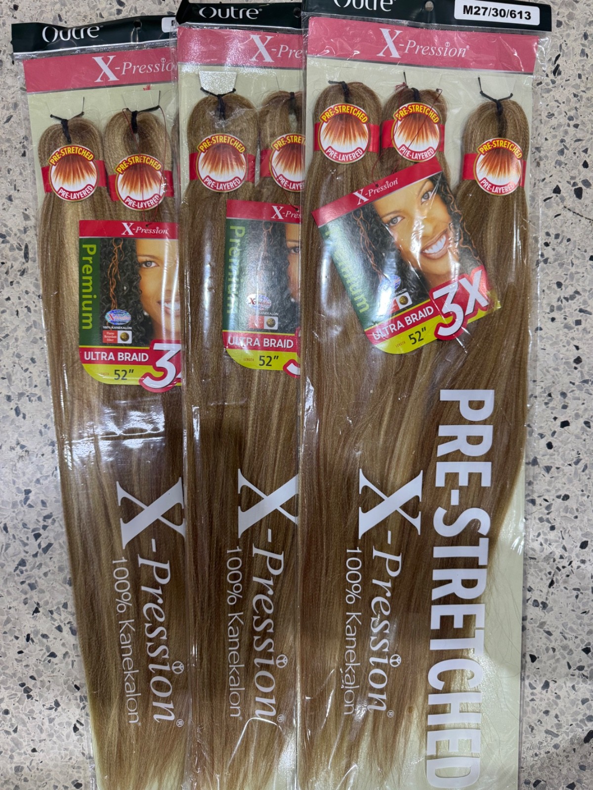 3 Pack Pre Stretched Braiding Hair 9X 52″ COLOR 27/30/613 X-Pression Outre