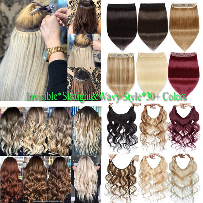 CLEARANCE Clip In Weft Wire Remy Human Hair Extensions Hidden Headband 12-24Inch
