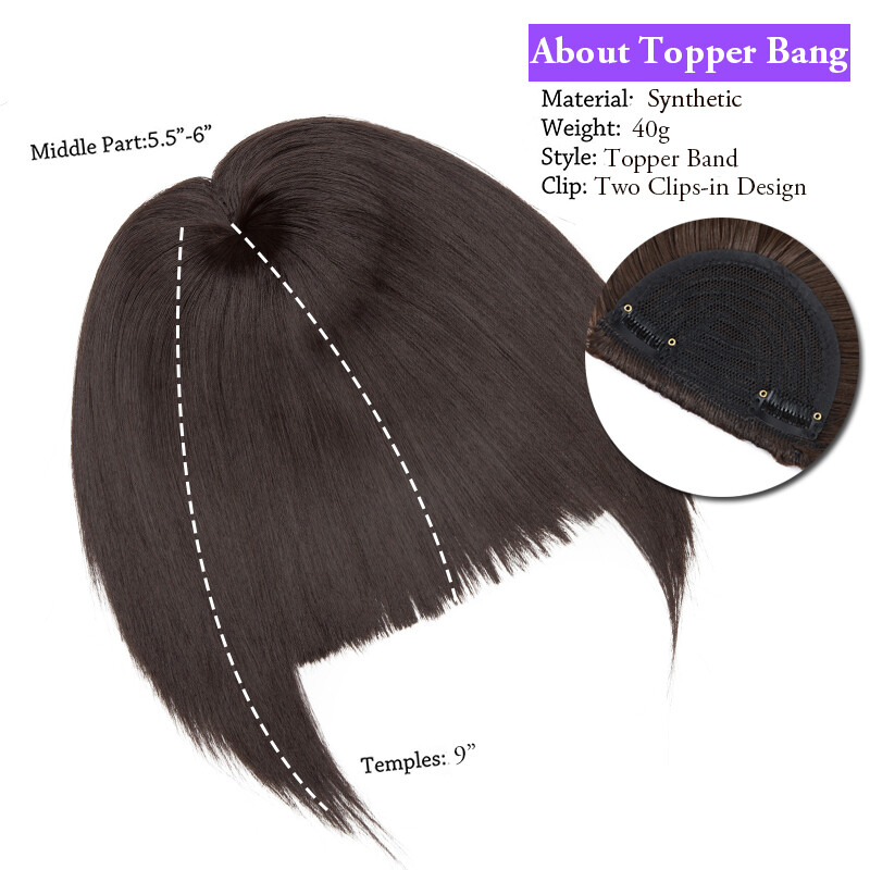 US Thin Air Neat Wispy Bangs Neat Fringe Hairpiece Clip in Front False Hairpiece