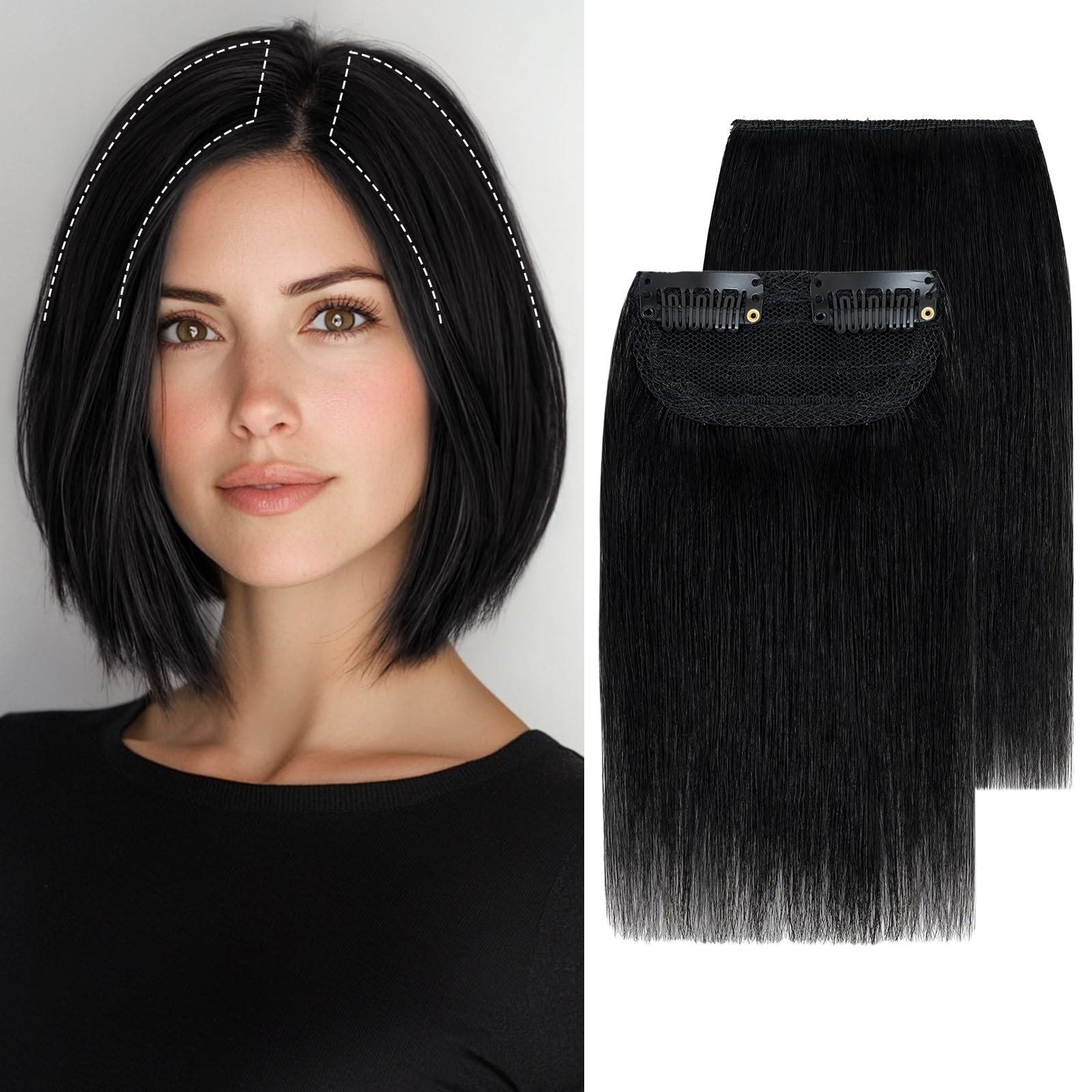 Short Hair Extensions Clip in Human Hair 2PCS 2 Clips Clip in Hairpieces Remy…