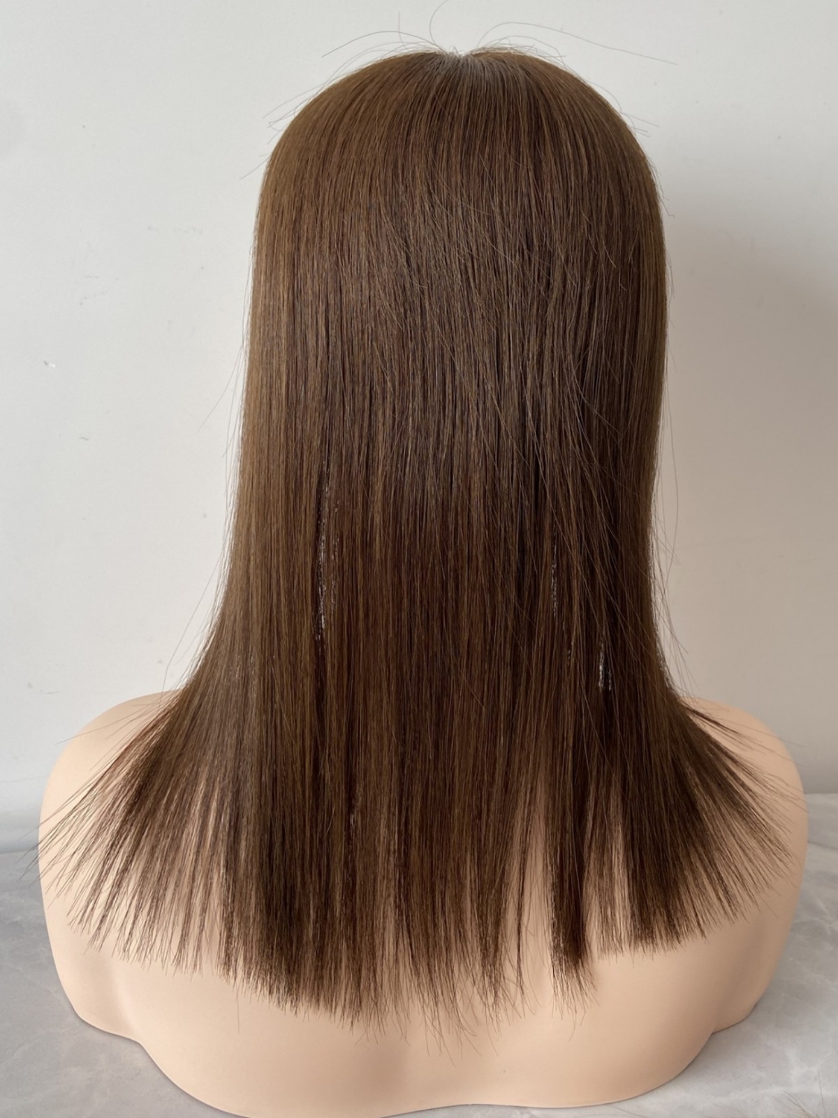 100% HUMAN BRAZILIAN HAIR DARK BROWN 5″x5″ MONO HAIRPIECE 14″ FREE PARTING