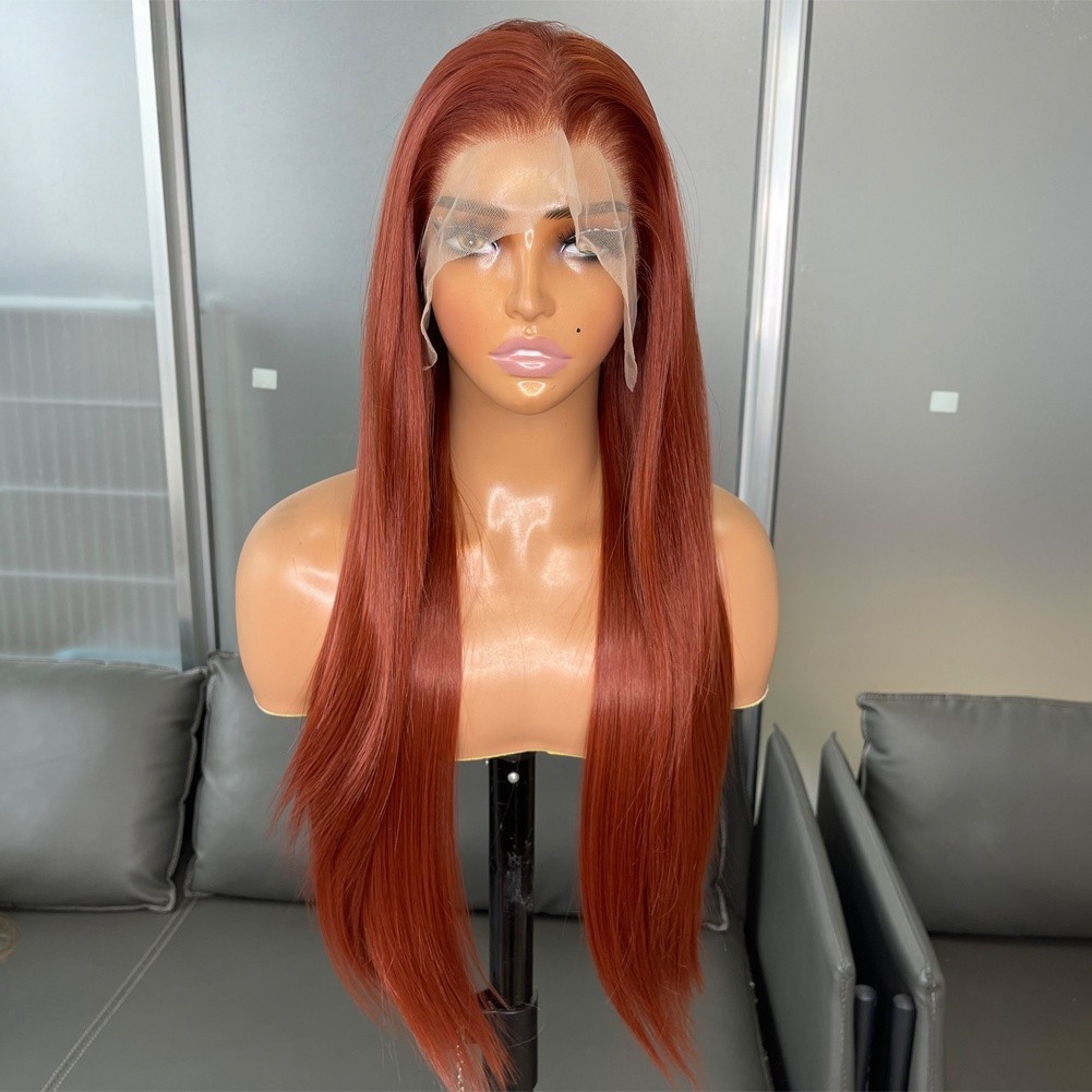 Red Brown 13×4 Futura Synthetic Lace Front Wig Silky Straight 6 Inch Deep Part