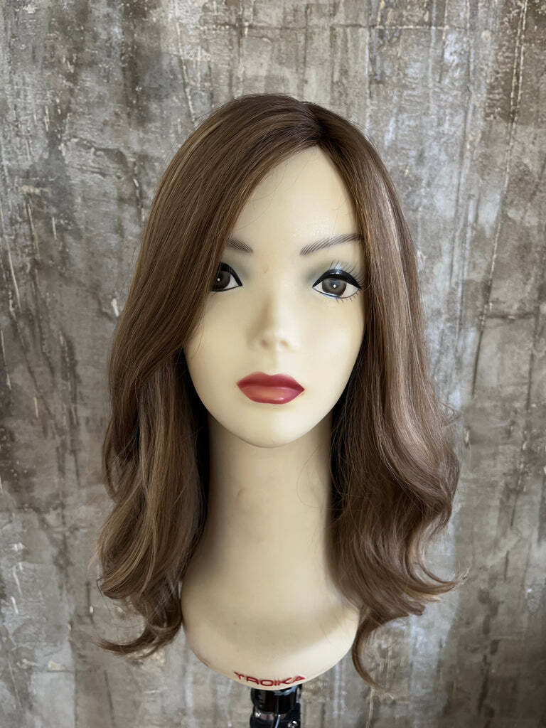100% Virgin Human Hair Wig Dirty Blond Highlight Jewish Wigs for Women 18inch