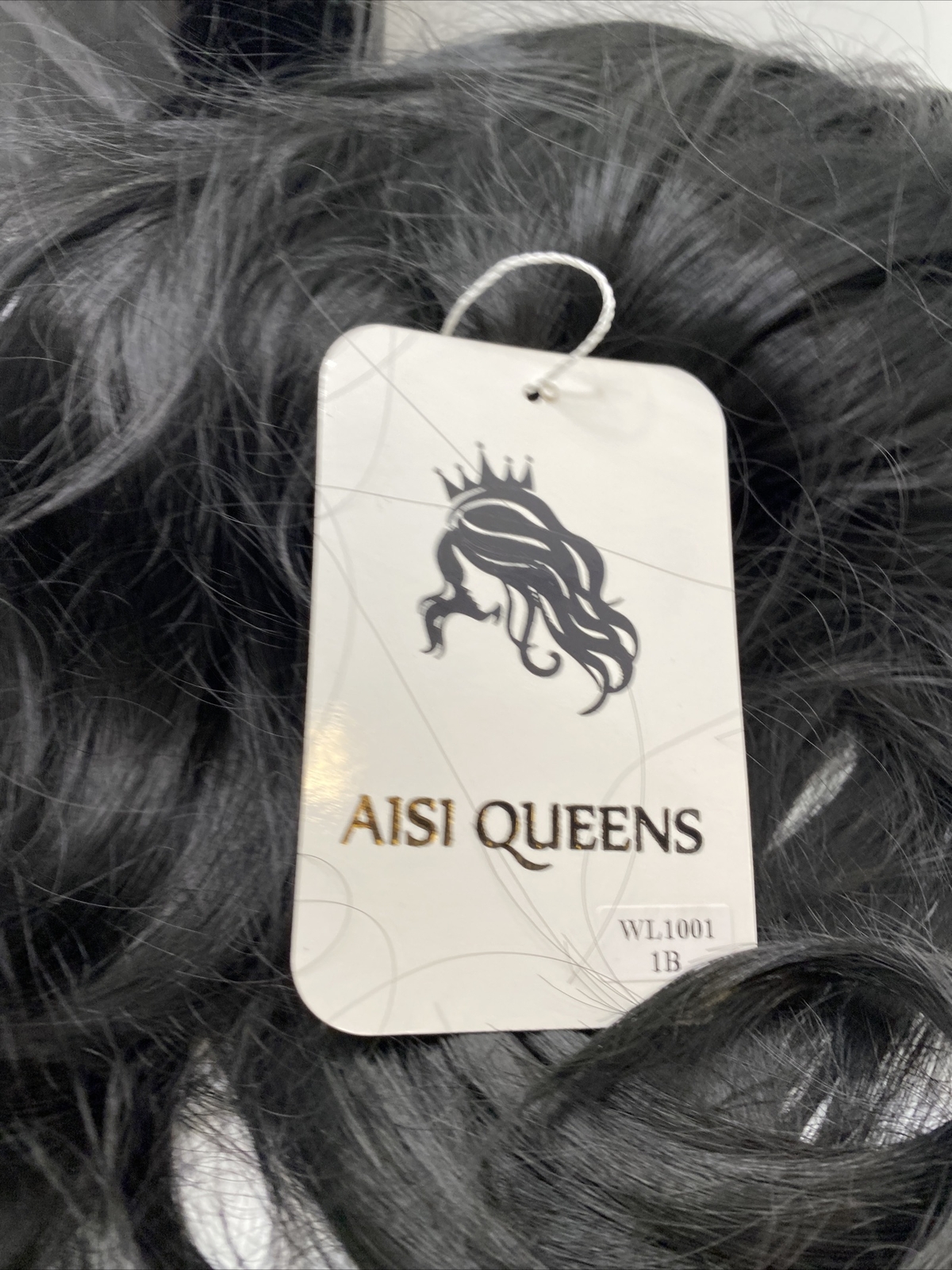 AISI QUEENS Long Black Wavy Wigs for Women Middle Part Curly Black Wig Natural