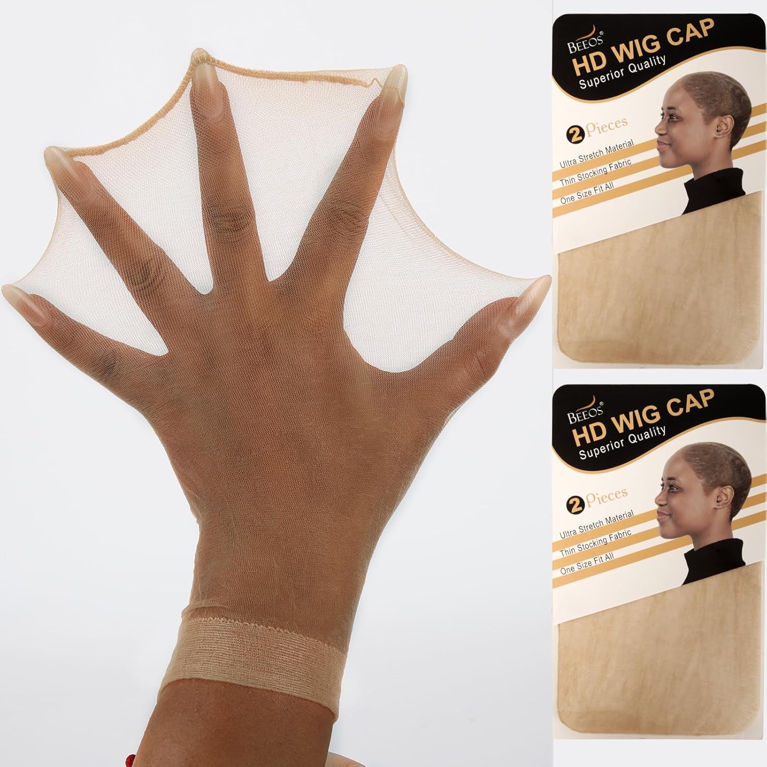 BEEOS Skinlike HD Wig Cap, 4 Pieces Invisible and Sheer Breathable Ultra-thin St