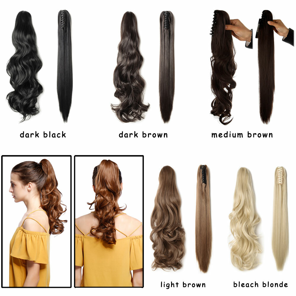 100% Real Thick Claw Clip On Ponytail 18-26″ Long Soft As Human Hair Piece Mix H