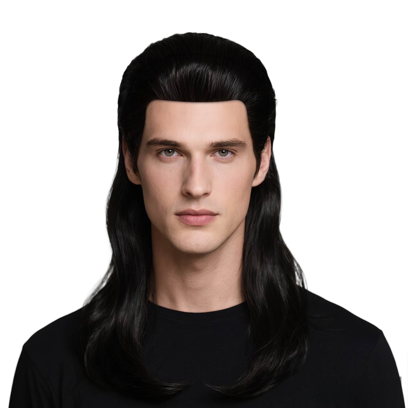 Mens 80s Role Mullet Long Wig Rock Halloween Costume Party Cosplay Wigs Reusable