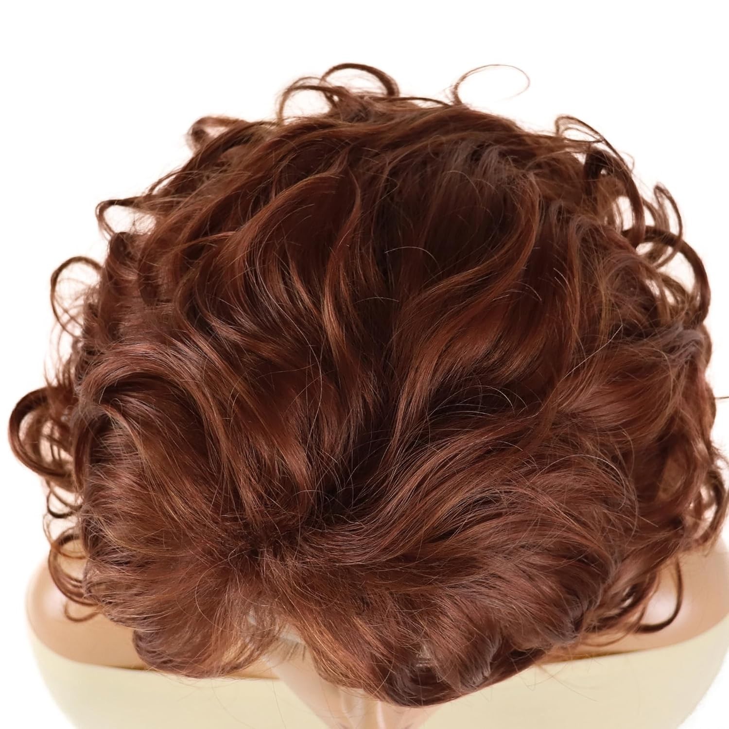 GNIMEGIL Shoulder Length Wigs for Women Auburn Curly Wig with Bangs