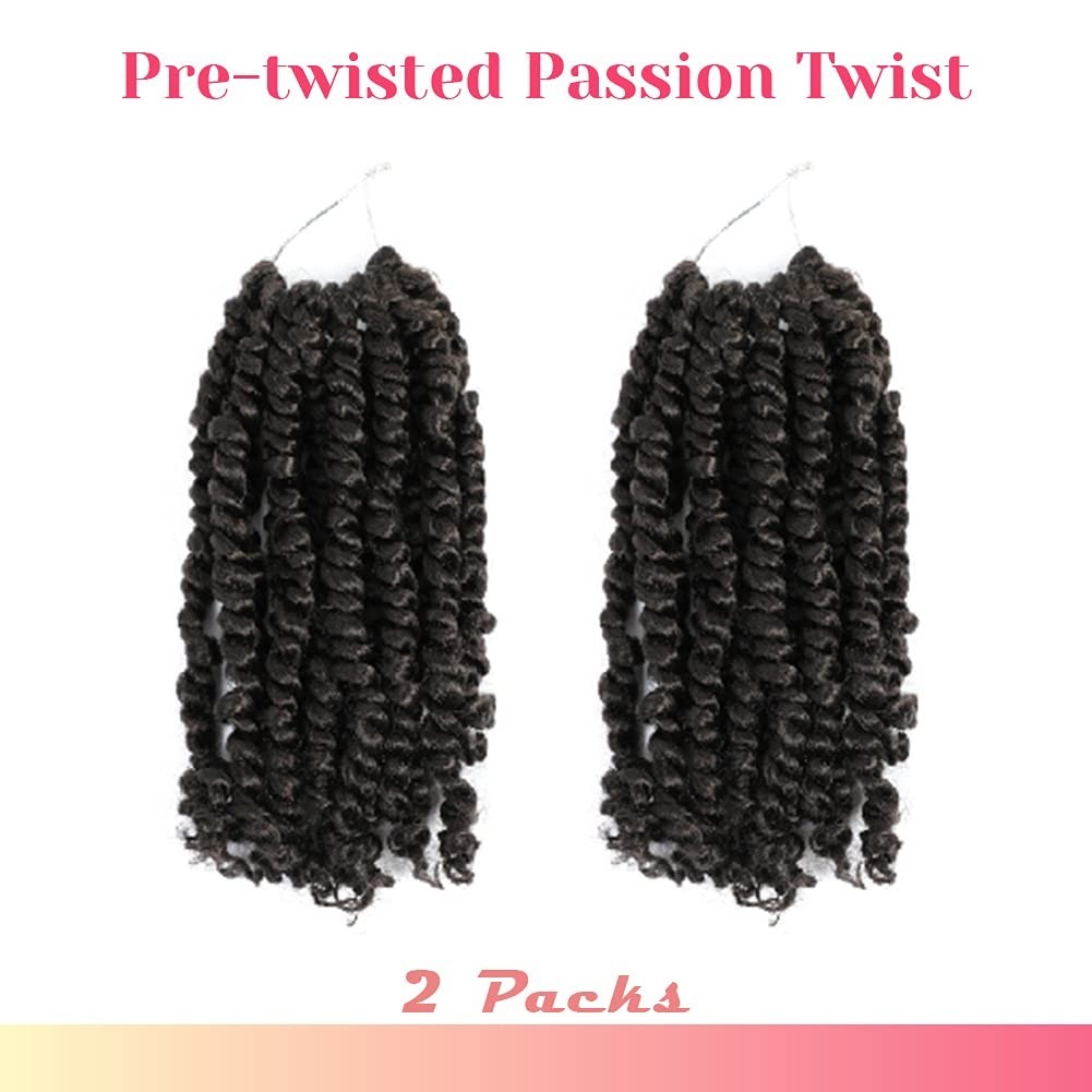 Pre-twisted Passion Twist Crochet Hair 10 Inch Short Pre-looped Crochet Passi…