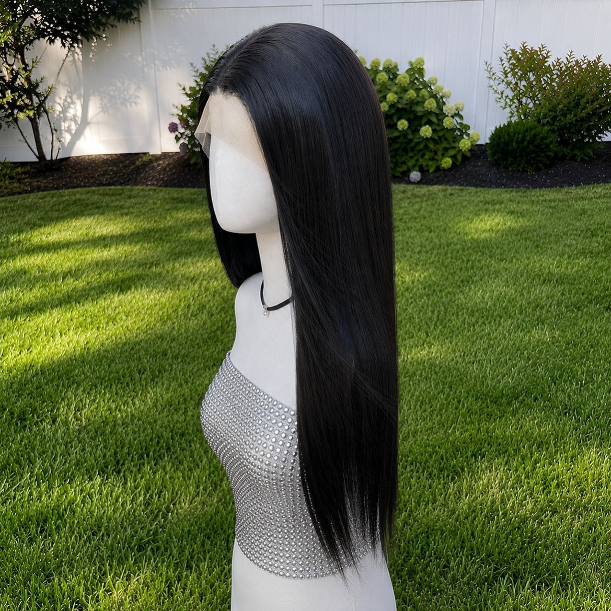 Soft Synthetic Hair Glue Less Lace Front Wig Off black Long Straight
