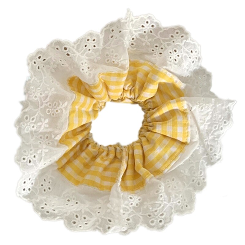 Big Bun Hair Scrunchy Updo Headpiece Fabric Lace Headband Lady Elegant Headdress