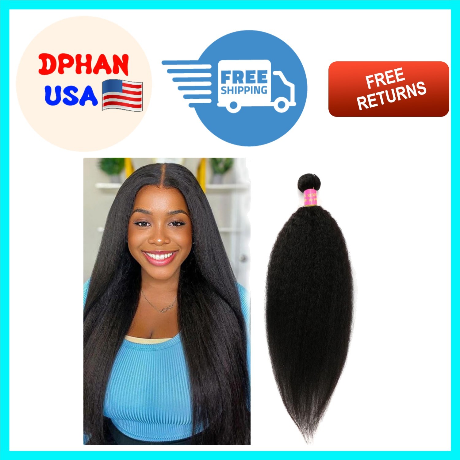20-Inch Kinky Straight Bundles: Brazilian Virgin Human Hair for Elegant Styles