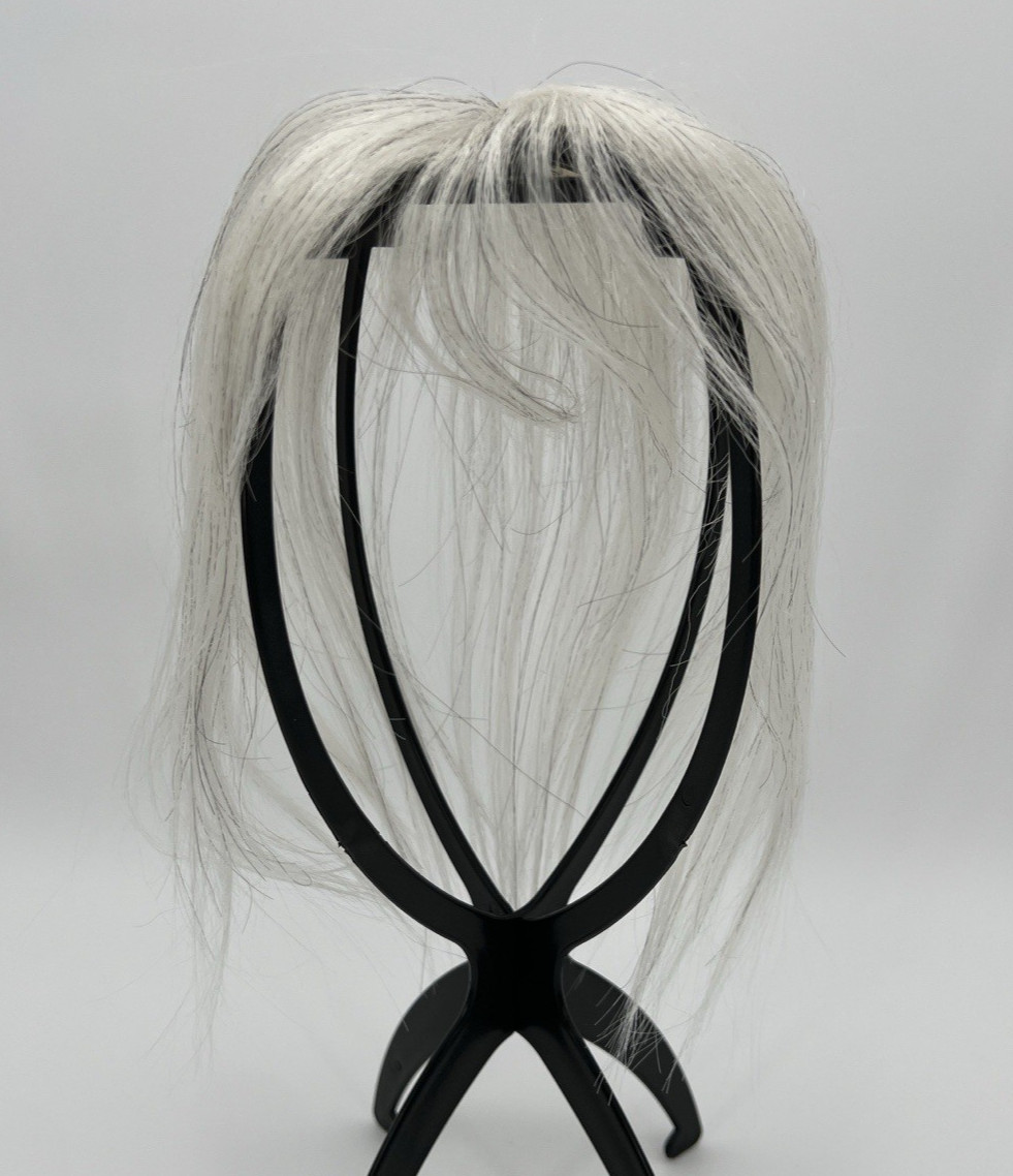 White & Blacks w/ Bangs 100% Human Hair 10in Topper