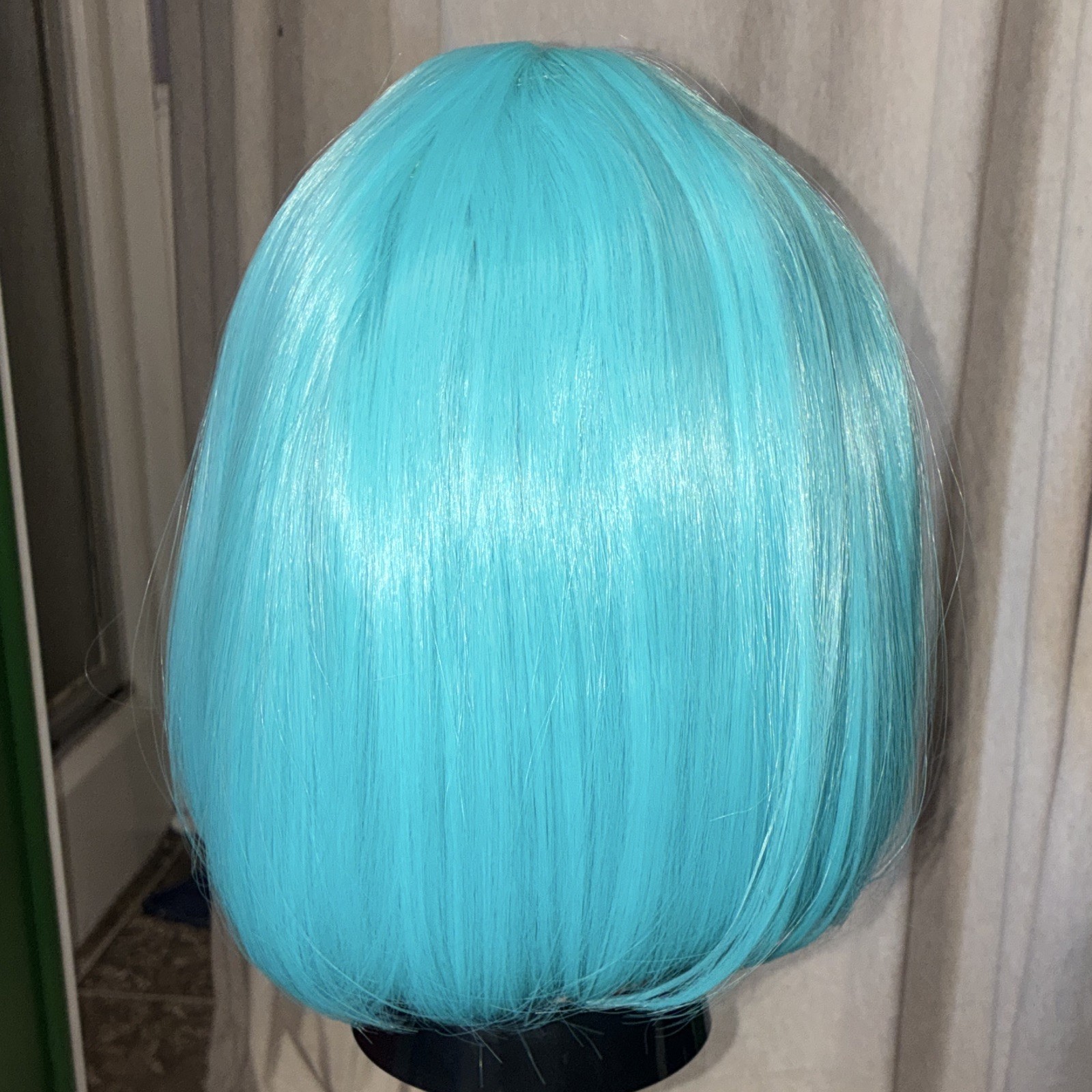 Straight Blue Bob Synthetic Wig Classic Cap Adjustable Strap C-Part One Size