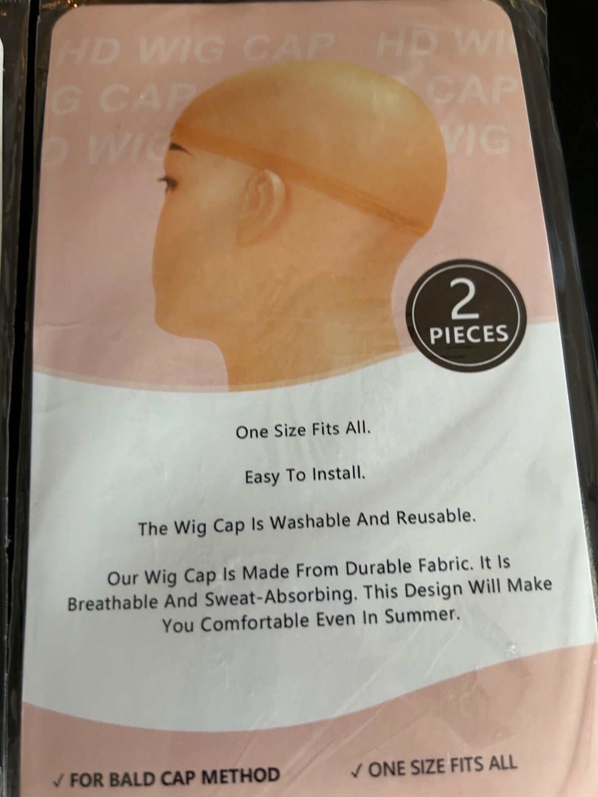 Wig Cap 2-Piece Set Ultra Stretch Breathable Reusable Bald Cap Method One Size