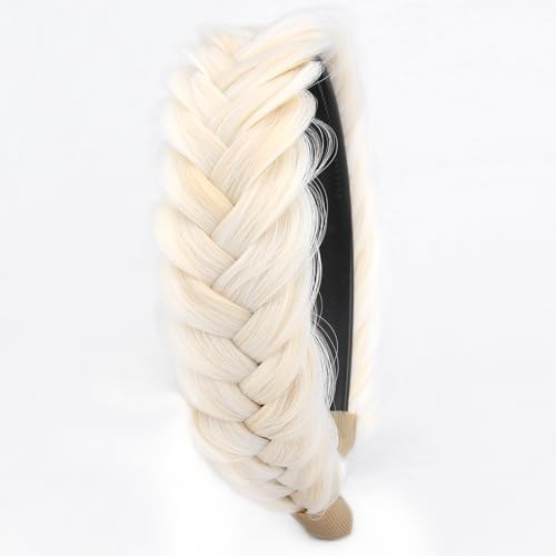 Wide Messy Braided Headband With Teeth Synthetic Hair Plaited Headband High