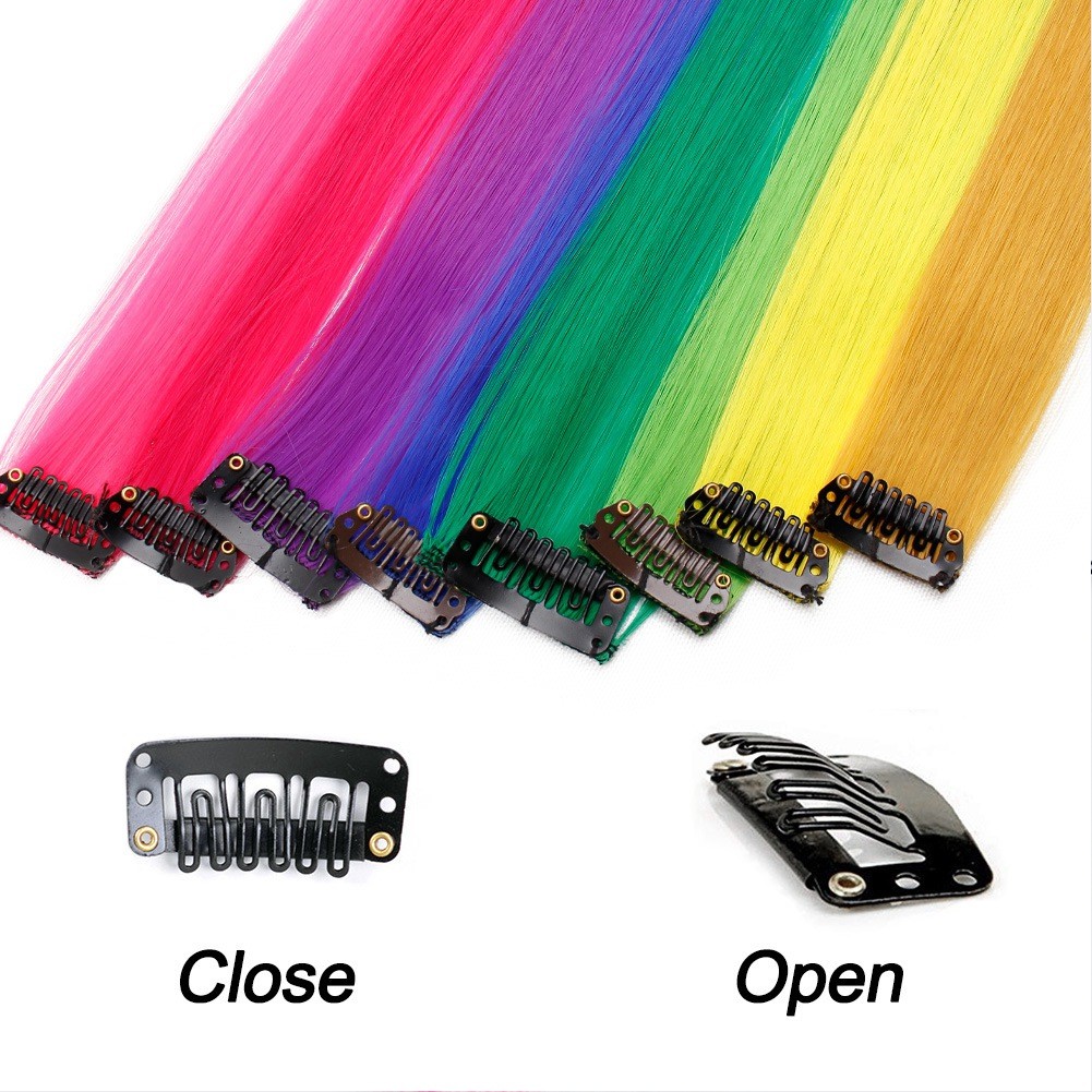 13 Pcs Colored Party Clip in Hair Extensions 55cm Straight9073