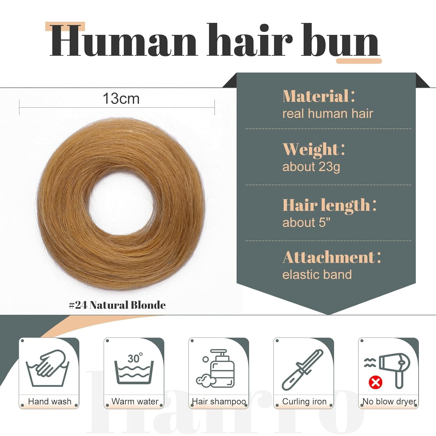 Hairro Human Hair Bun Messy Bun Hair Piece Scrunchies Natural Blonde