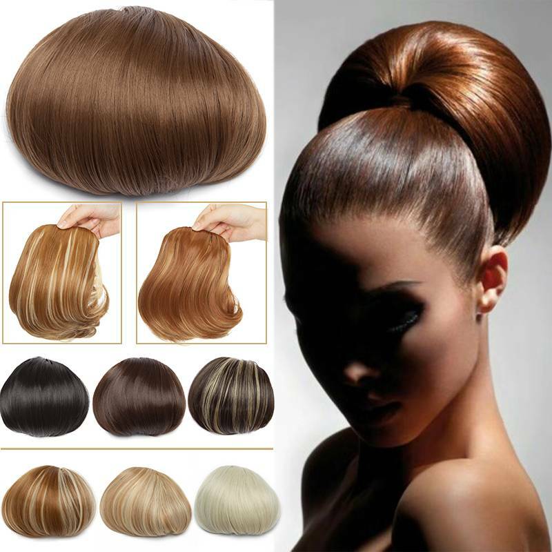Straight Short Scrunchies as Hepburn Hair Bun Updo Extension Ponytail Hairpiece