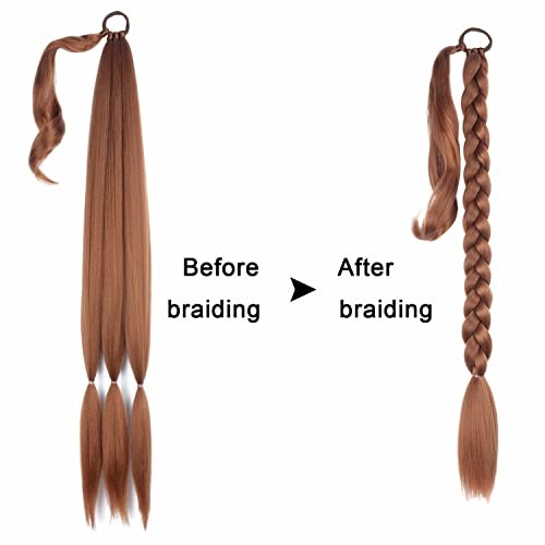 Braided Ponytail Extension with Hair Tie Straight Wrap 34 Inch（Pack of 1） 30#