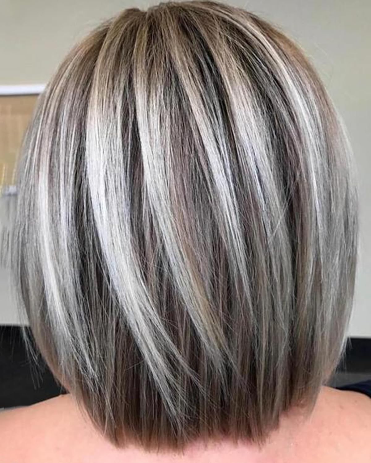 14″ Platinum with Brown Straight Bob Wig for Women Daily 167E418560