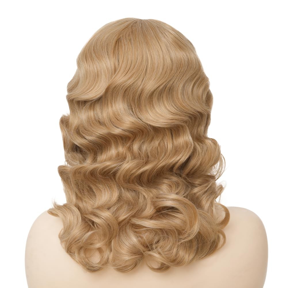 Salaibs Blonde 1920S Finger Wave Lace Front Wig Curly Wig Vintage Wigs For