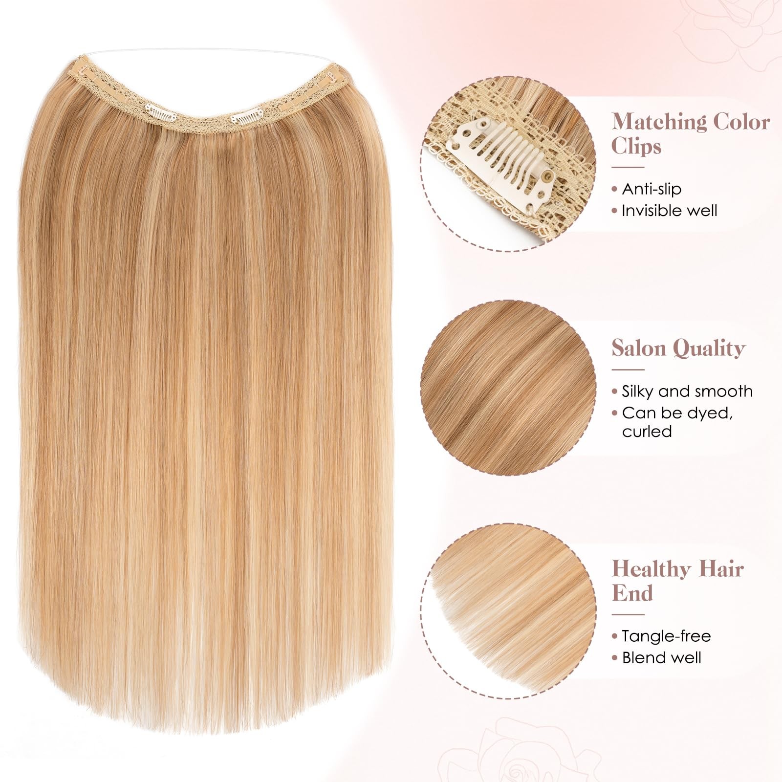 S-Noilite Halo Hair Extension Invisible Wire In Real Remy Human Hair Extensions