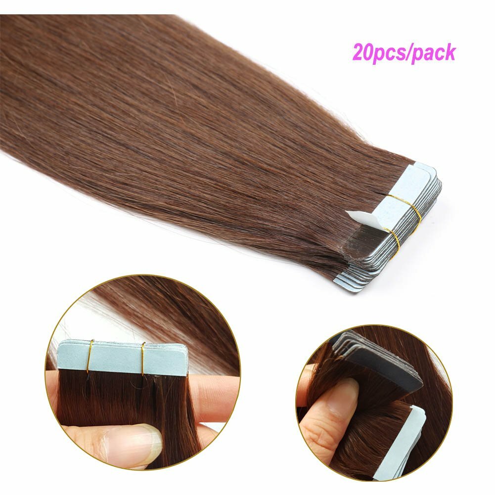 Full Head Tape In Human Hair Extensions Remy Highlight Balayage Thick Hair 40pcs