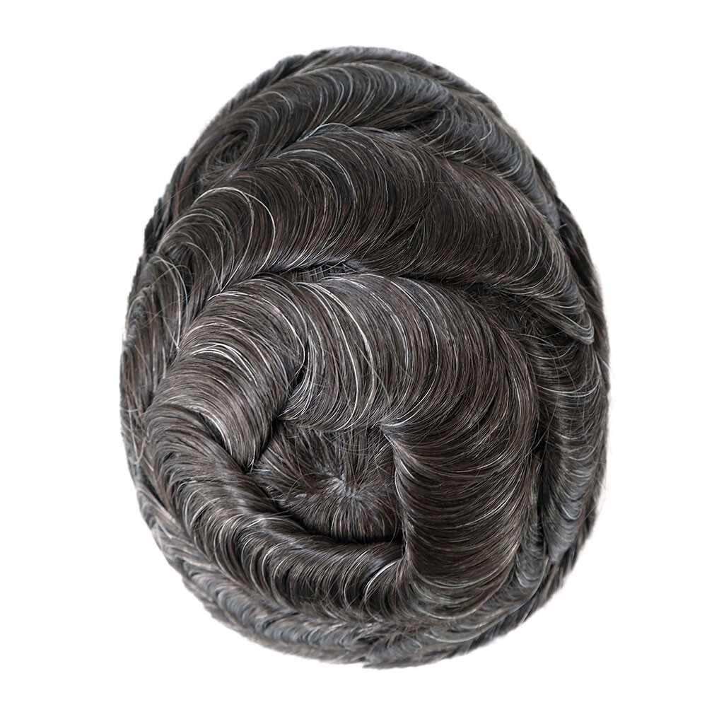 Mens Hair Replacement System Injection Poly Skin Toupee Human Hair Pieces #210