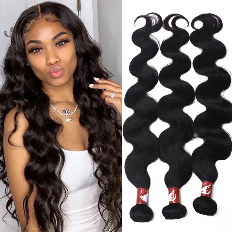 Thick 1-4 Bundles Peruvian Virgin Human Hair Extensions Weave Weft Long 28 30 US