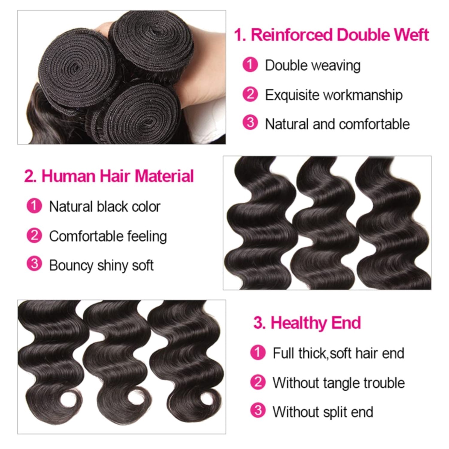 Virgin Brazilian Hair Bundles + Lace Closure Combo