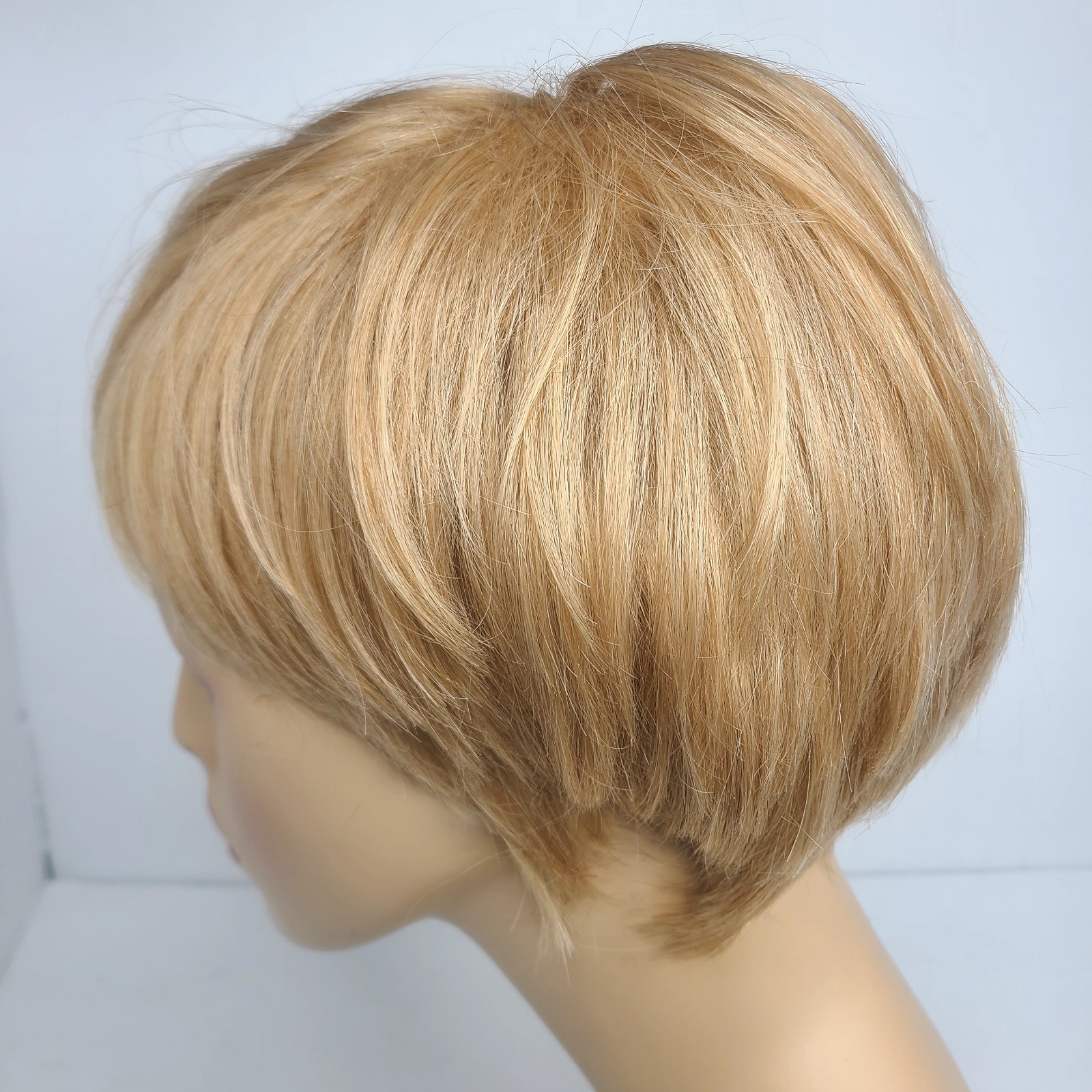 Human Hair Wig Blonde Pixie Cut Capless Mono Top Clip In Breathable Wefted Back