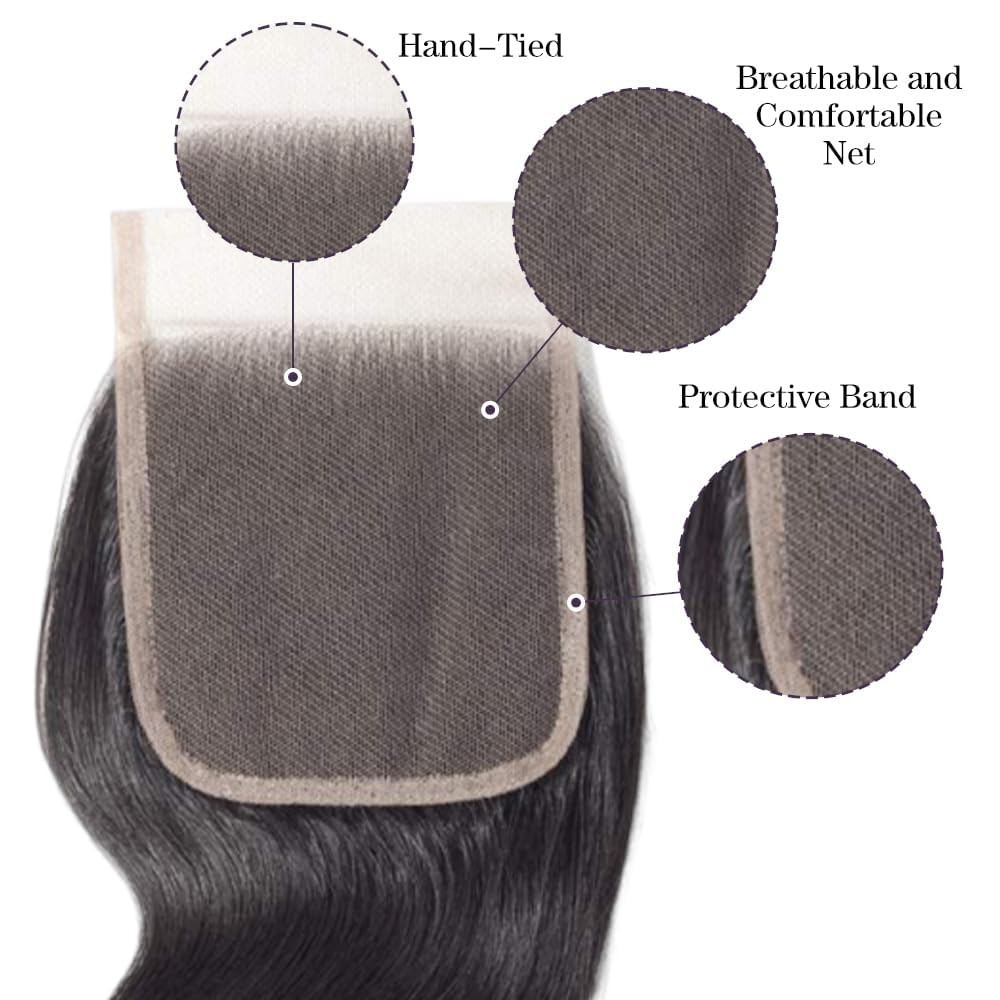4×4 Human Hair Lace Closure Body Wave HD Lace Closure 8 Inch Natural Black