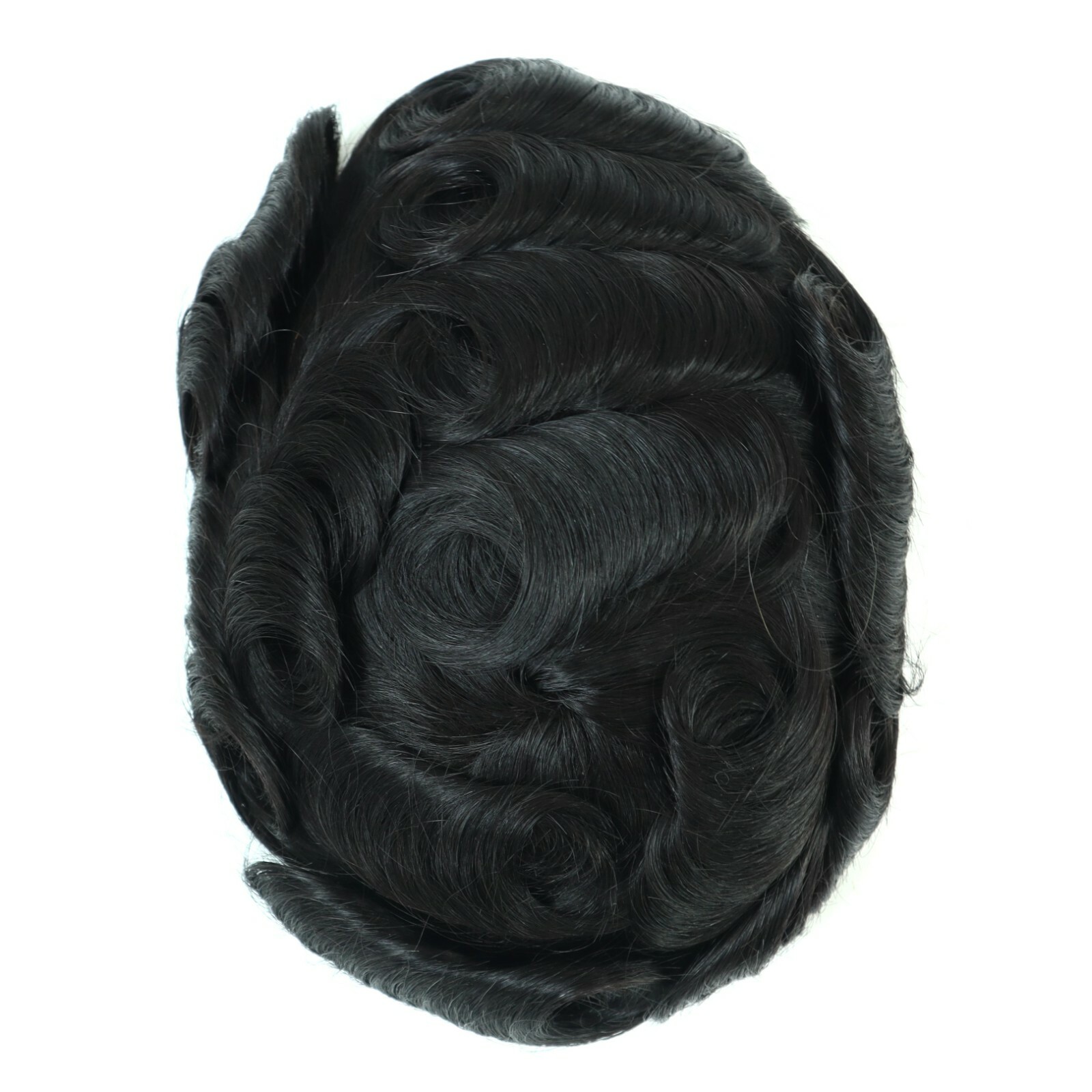 Durable Hair Replacement System Mens Toupee Fine Mono Wig Human Hairpiece #1B