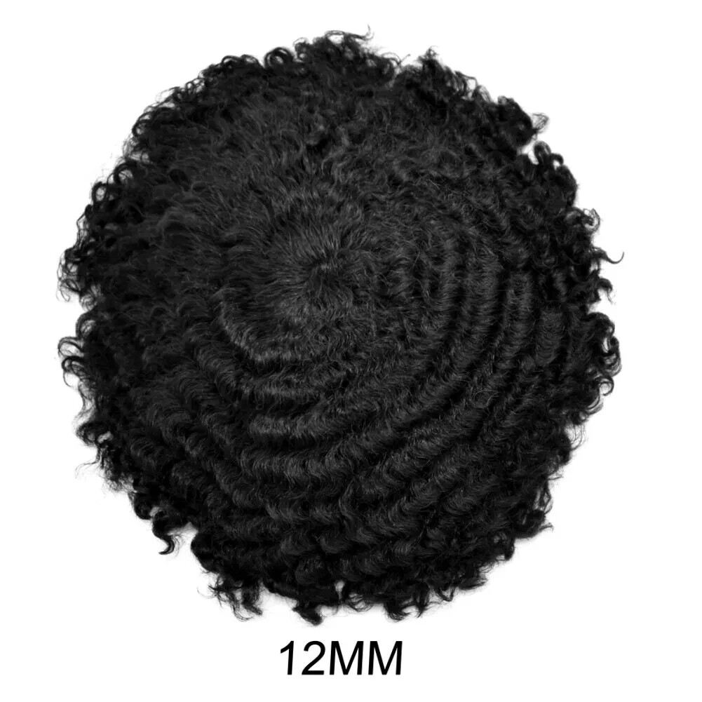 Afro Toupee For Black Men All Transparent Lace Curly 100%Human hair Weave system