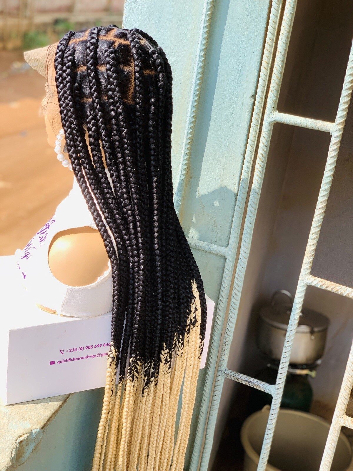 Large Knotless Braids On Full Lace Wig, Braided Wig, Box Braids, Synthetic Hair,