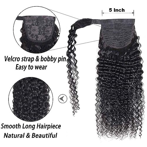 Brazilian Kinky Curly Ponytail Extensions – 18Inch Afro Curly 18″ wrap curly
