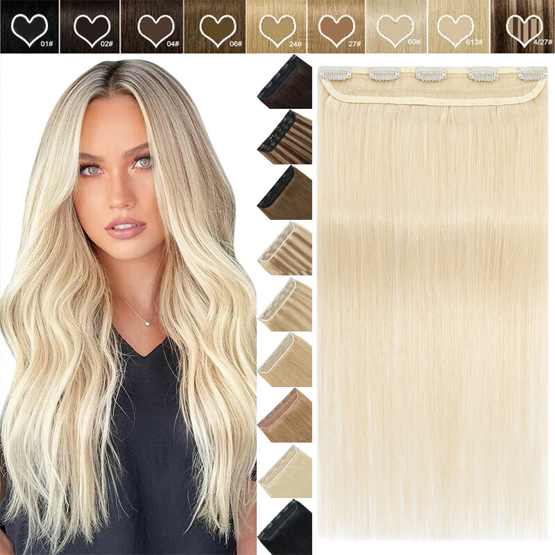 Clip in Thick One Piece 3/4 Full Head 100% Real Remy Human Hair Extensions 8-24″