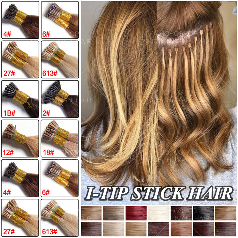 200 Strands Stick I Tip Remy Human Hair Extensions Micro Loop Ring Pre bonded 1G