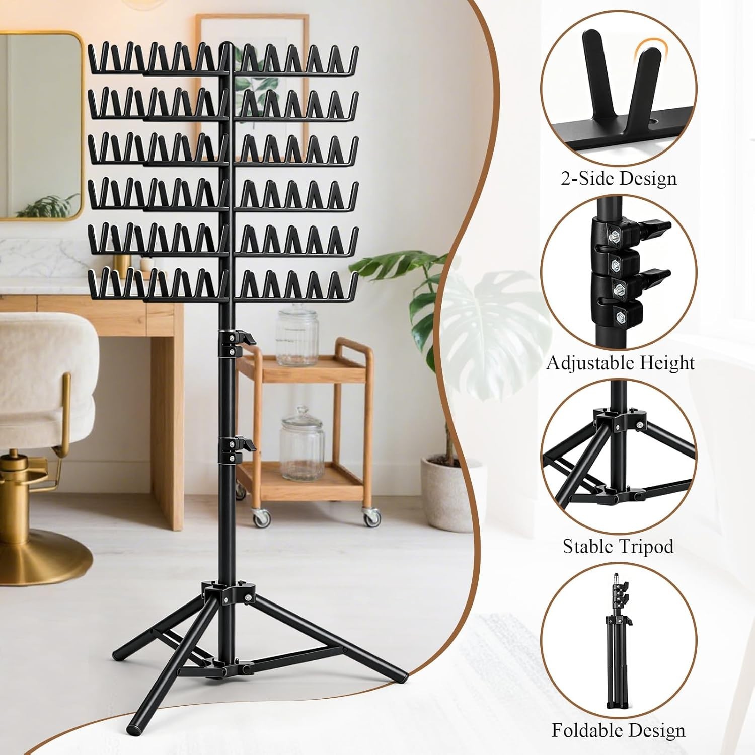 Easy Assembly Braiding Hair Organizer, 144 Pegs, Black