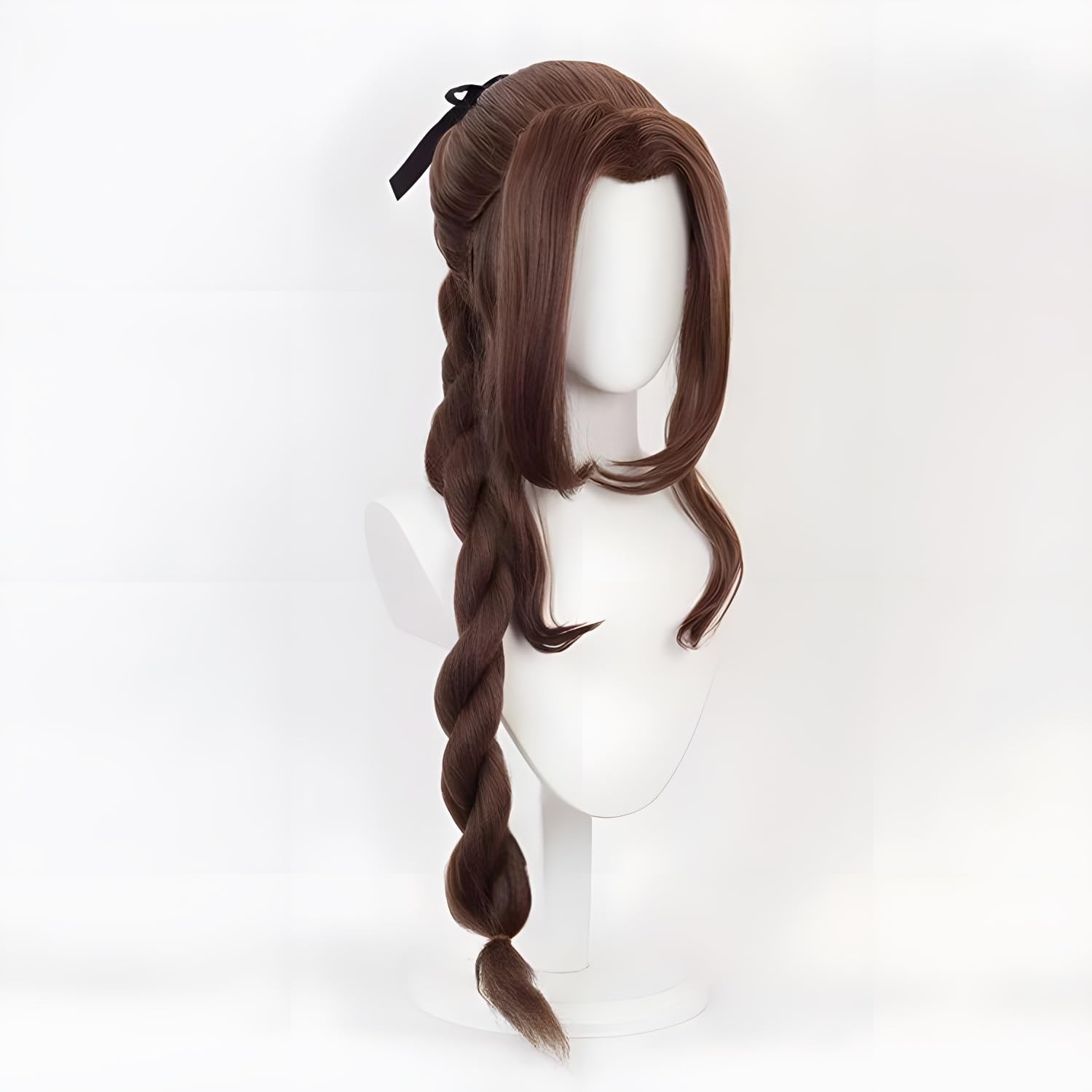 Natural Brown Long Braided Wig with Curtain Bangs Full Cap Cosplay Wig for Wo…