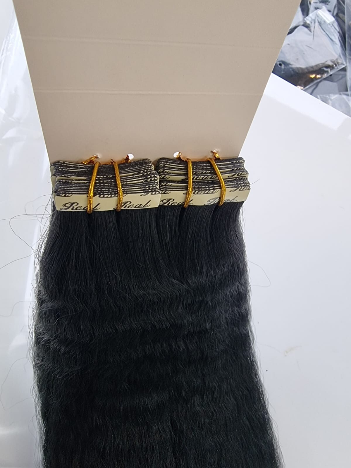 12A BRAZILIAN KINKY STRAIGHT TAPE IN HAIR JET BLACK COLOUR 1# 40PCS 18INCH 100g